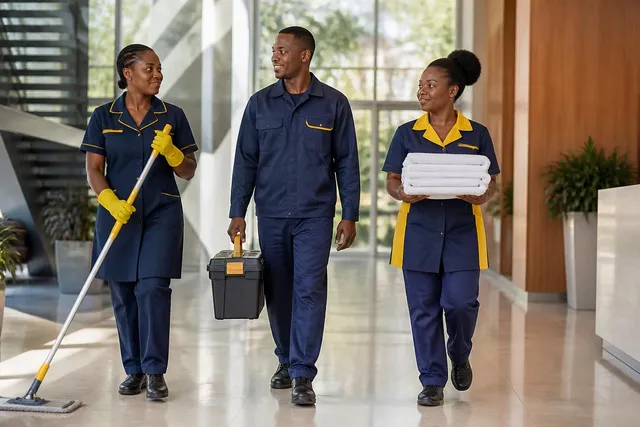 Equipa ADONDO em serviço num edifício corporativo em Maputo
